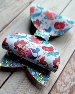 Mermaids Layered Leatherette Bow