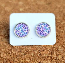 Load image into Gallery viewer, Powderpuff Sprinkles Vegan Leather Medium Earring Studs
