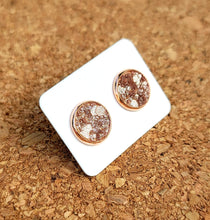 Load image into Gallery viewer, Rose Gold Glitter Vegan Leather Medium Earring Studs
