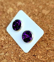 Load image into Gallery viewer, Dark Purple Glitter Vegan Leather Medium Earring Studs
