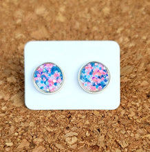 Load image into Gallery viewer, Cotton Candy Glitter Vegan Leather Medium Earring Studs
