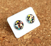 Load image into Gallery viewer, Halloween Glow Glitter Vegan Leather Medium Earring Studs
