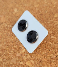 Load image into Gallery viewer, Black Leopard Vegan Leather Medium Earring Studs
