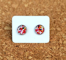 Load image into Gallery viewer, Rainbow Sprinkles Vegan Leather Small Earring Studs
