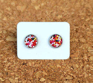 Rainbow Sprinkles Vegan Leather Small Earring Studs