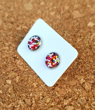 Load image into Gallery viewer, Rainbow Sprinkles Vegan Leather Small Earring Studs
