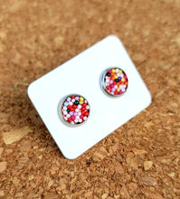 Load image into Gallery viewer, Rainbow Sprinkles Vegan Leather Small Earring Studs
