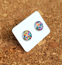 Load image into Gallery viewer, Carnival Glitter Vegan Leather Small Earring Studs
