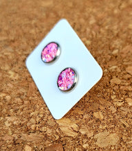 Load image into Gallery viewer, Pink Lux Glitter Vegan Leather Small Earring Studs

