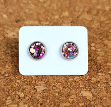 Load image into Gallery viewer, Autumn Leaves Glitter Vegan Leather Small Earring Studs
