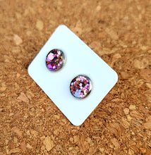 Load image into Gallery viewer, Autumn Leaves Glitter Vegan Leather Small Earring Studs
