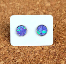Load image into Gallery viewer, Mermaid Purple Glitter Vegan Leather Small Earring Studs
