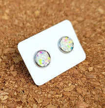 Load image into Gallery viewer, Neon Party Glitter Vegan Leather Small Earring Studs
