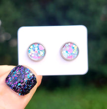 Load image into Gallery viewer, Sea Life Glitter Vegan Leather Small Earring Studs
