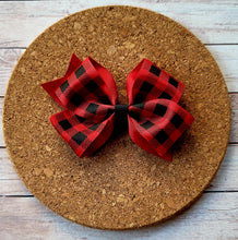 Load image into Gallery viewer, Red And Black Plaid Pattern Bow

