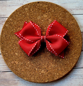 Red Stitched Pattern Bow