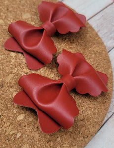 Crimson Butter Layered Leatherette Piggies Bow