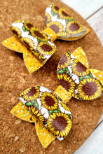 Load image into Gallery viewer, Sunflower Field Layered Leatherette Piggies Bow
