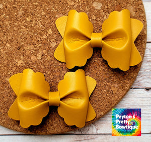 Mustard Butter Layered Leatherette Piggies Bow
