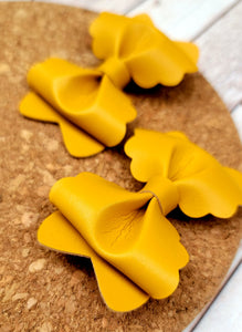 Mustard Butter Layered Leatherette Piggies Bow