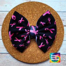 Load image into Gallery viewer, Breast Cancer Ribbons Fabric Bow
