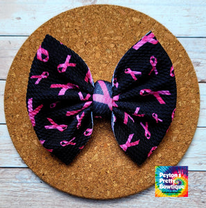 Breast Cancer Ribbons Fabric Bow