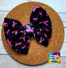 Load image into Gallery viewer, Breast Cancer Ribbons Fabric Bow
