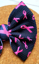 Load image into Gallery viewer, Breast Cancer Ribbons Fabric Bow
