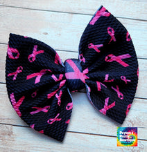 Load image into Gallery viewer, Breast Cancer Ribbons Fabric Bow
