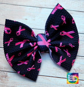 Breast Cancer Ribbons Fabric Bow