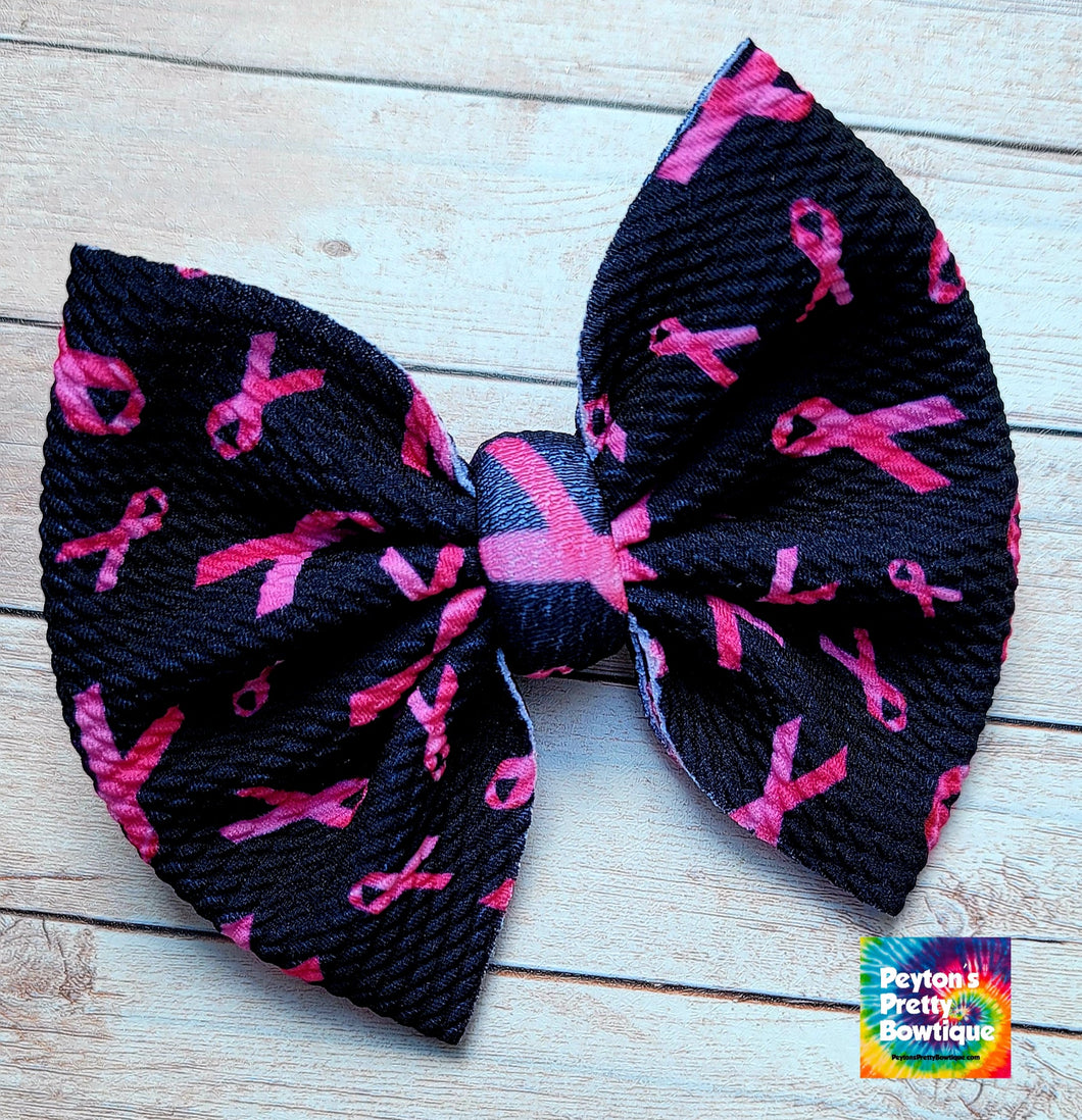 Breast Cancer Ribbons Fabric Bow