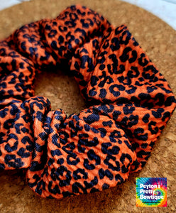 Pumpkin Cheetah Scrunchies