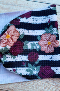 Fall Floral Stripes Mama Wide Headband