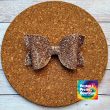 Load image into Gallery viewer, Rose Gold Glitter Layered Leatherette Bow
