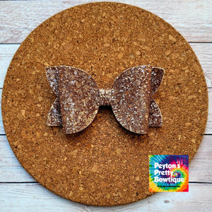 Rose Gold Glitter Layered Leatherette Bow