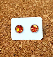Load image into Gallery viewer, Pumpkin Spice Glitter Vegan Leather Small Earring Studs
