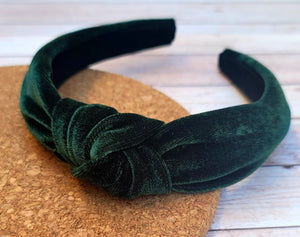 Hunter Green Velvet Hard Knot Headband