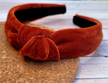 Load image into Gallery viewer, Pumpkin Spice Velvet Hard Knot Headband
