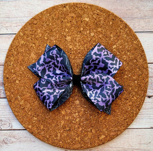 Purple Bats Pattern Bow