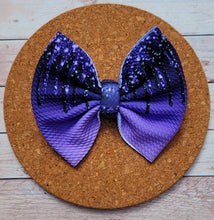 Load image into Gallery viewer, Purple Glitter Drip Fabric Bow
