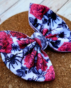 Spiders Among The Roses Fabric Bow