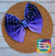 Load image into Gallery viewer, Purple Glitter Drip Fabric Bow
