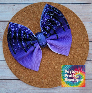 Purple Glitter Drip Fabric Bow