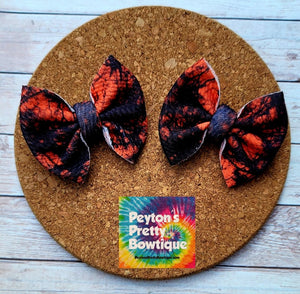 Black and Orange Piggies Fabric Bows