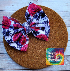 Spiders Among The Roses Fabric Bow