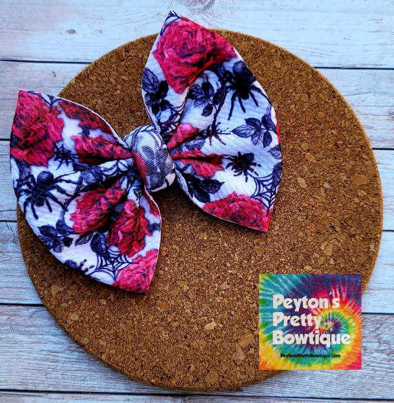 Spiders Among The Roses Fabric Bow