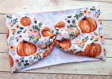 Load image into Gallery viewer, Floral Pumpkins Mama Wide Headband
