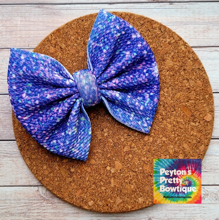 Purple/Blue Faux Glitter Ombre Fabric Bow