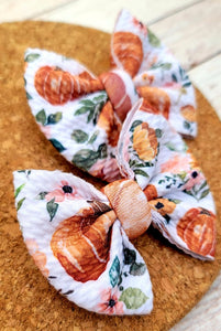 Floral Pumpkins Small Fabric Bow