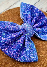 Load image into Gallery viewer, Purple/Blue Faux Glitter Ombre Fabric Bow
